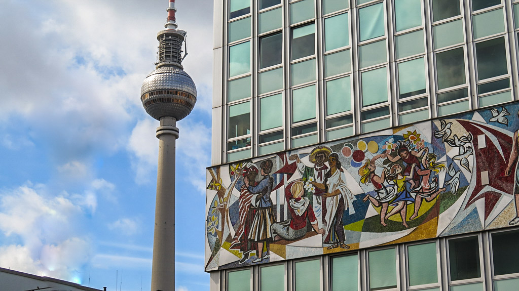 Mosaic Haus des Lehrers and TV Tower Berlin Alexanderplatz